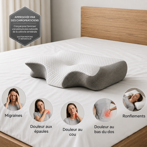 Oreiller Cervical ROVYIXO™ | Alignement, confort & soutien toute la nuit