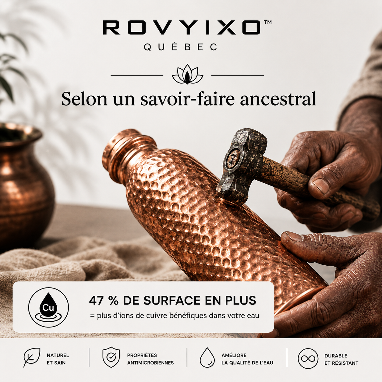 Gourde en Cuivre Rovyixo™ | L’eau naturellement purifiée, sans plastique