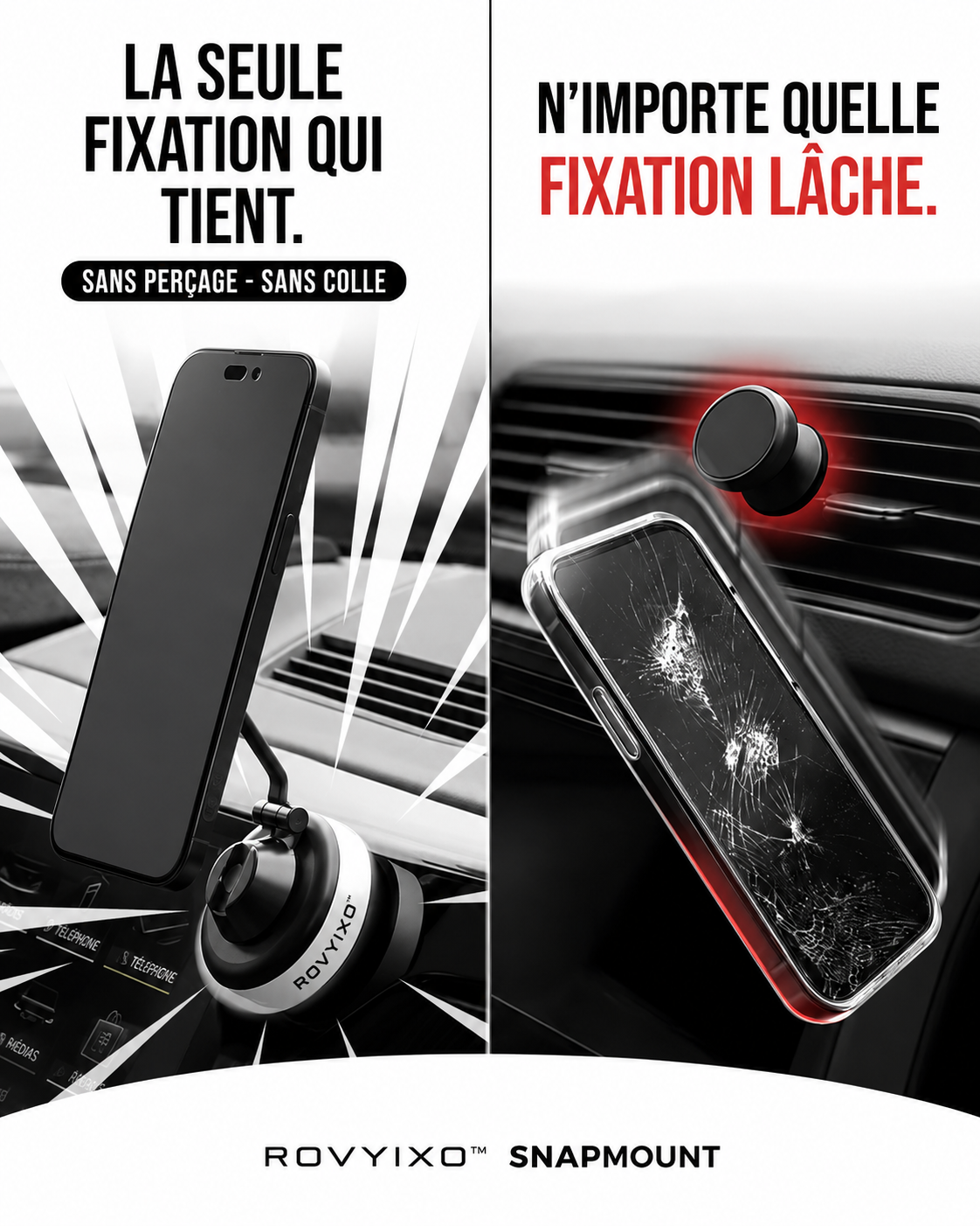 ROVIYXO™ SnapMount — Support Magnétique PressureLock™