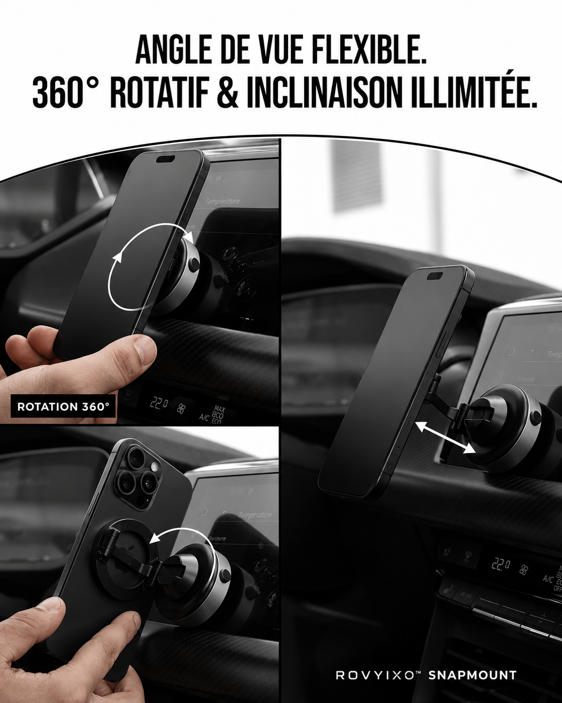 ROVIYXO™ SnapMount — Support Magnétique PressureLock™
