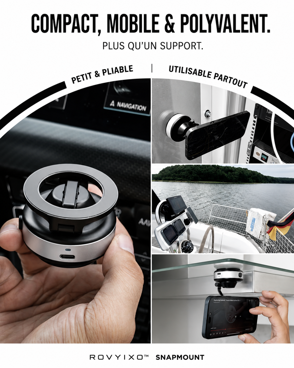 ROVIYXO™ SnapMount — Support Magnétique PressureLock™