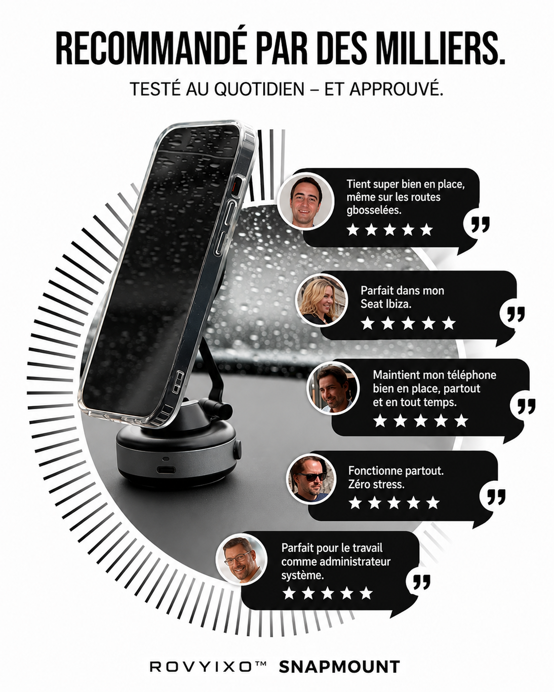 ROVIYXO™ SnapMount — Support Magnétique PressureLock™