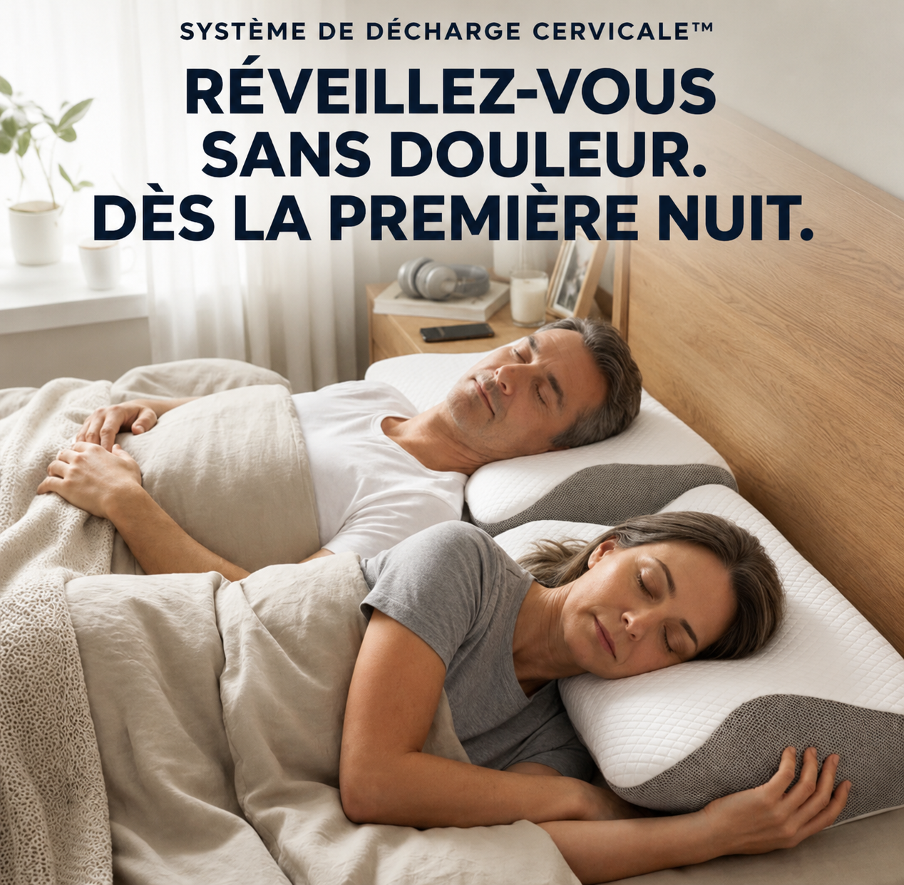 Oreiller Cervical ROVYIXO™ | Alignement, confort & soutien toute la nuit