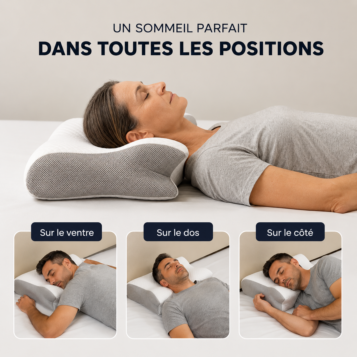Oreiller Cervical ROVYIXO™ | Alignement, confort & soutien toute la nuit